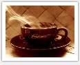 steaming cup of coffee