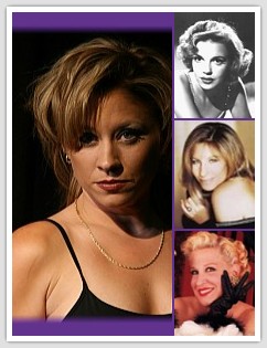 Courtney Parks along with smaller images of Judy Garland, Barbra Streisand, and Bette Midler