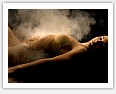 woman's body with steam rising off it
