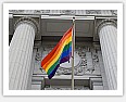 pride flag in front of courthouse