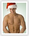 play poster with naked man in Santa hat